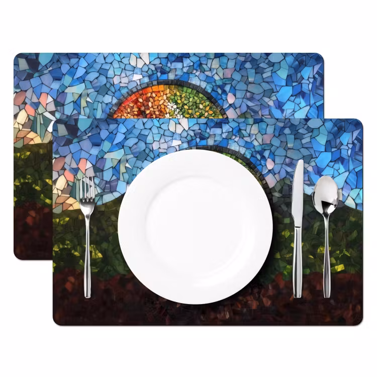 Vinilo para manteles individuales - Árbol - Estaciones - Mosaico - Montañas — 2