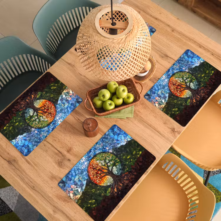 Vinilo para manteles individuales - Árbol - Estaciones - Mosaico - Montañas — 3