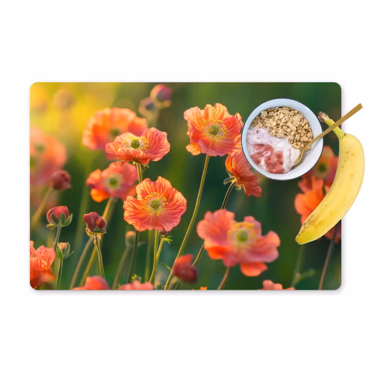 Vinilo para manteles individuales - Campo de flores - Rayos de sol - Naranja — 1