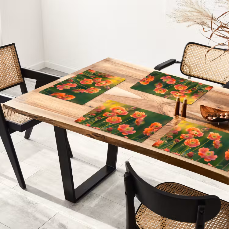 Vinilo para manteles individuales - Campo de flores - Rayos de sol - Naranja — 4