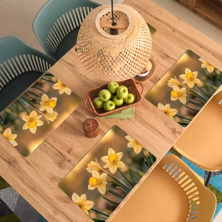 Vinilo para manteles individuales - Flores - Amarillas - Desenfocadas — 3