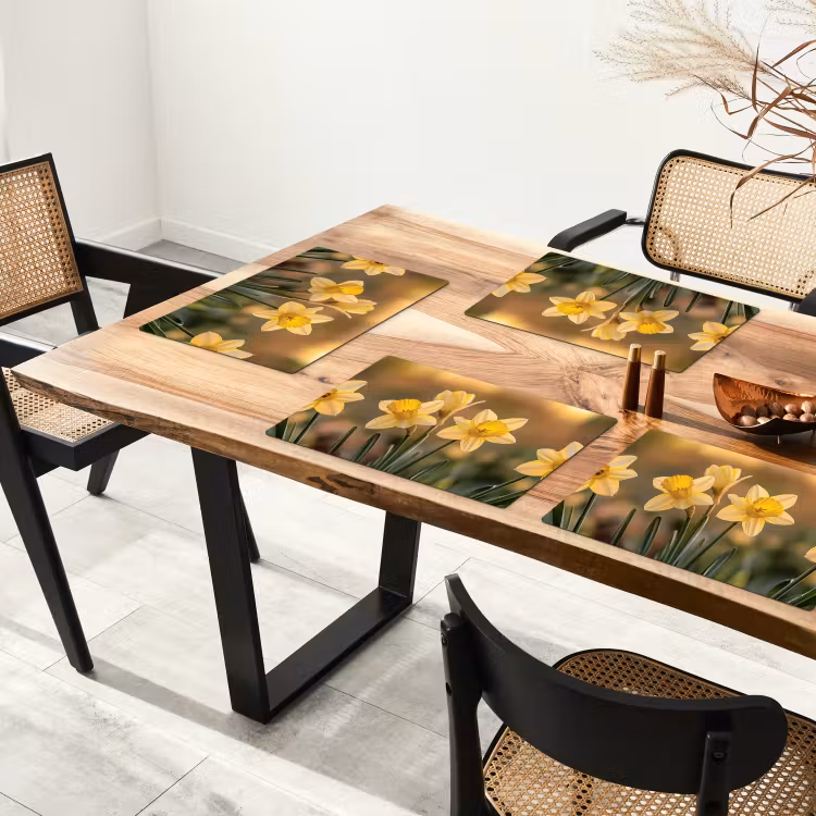 Vinilo para manteles individuales - Flores - Amarillas - Desenfocadas — 4