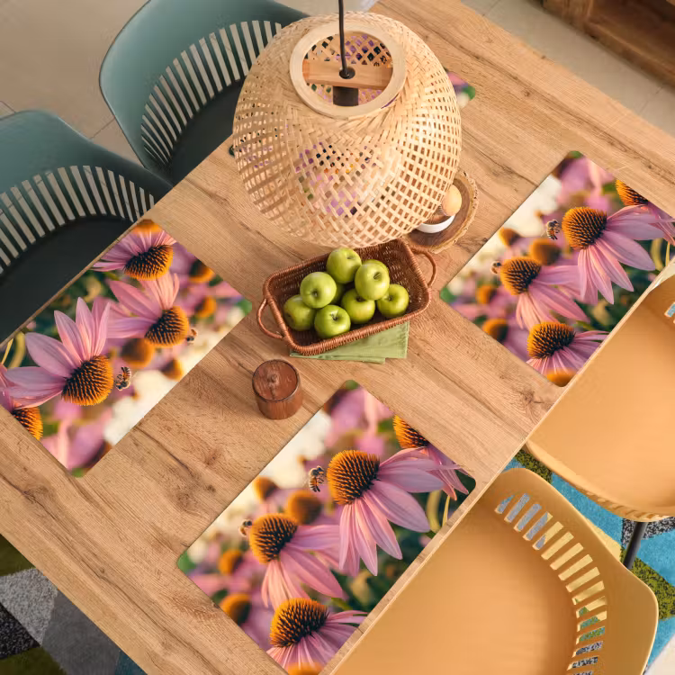 Vinilo para manteles individuales - Flores - Morado - Abejas — 3
