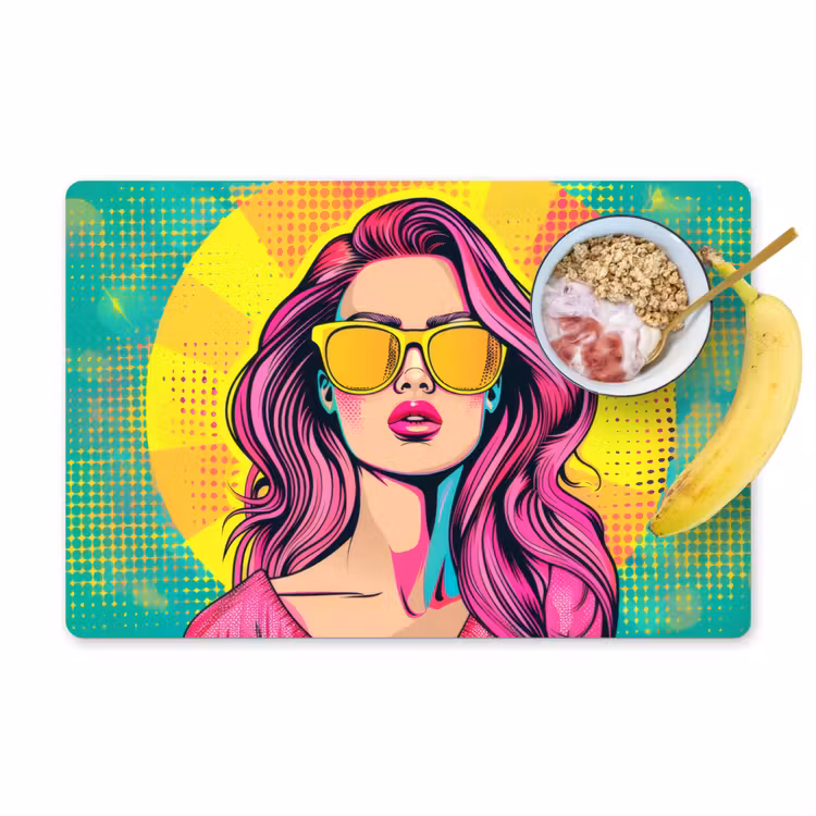 Vinilo para manteles individuales - Gafas de sol - Mujer - Soleadas - Amarillas — 1