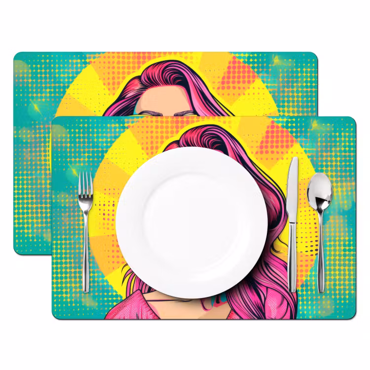 Vinilo para manteles individuales - Gafas de sol - Mujer - Soleadas - Amarillas — 2