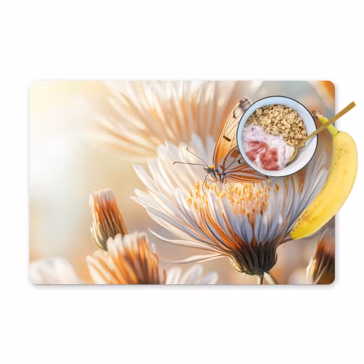 Vinilo para manteles individuales - Mariposa - Flor - Naranja — 1