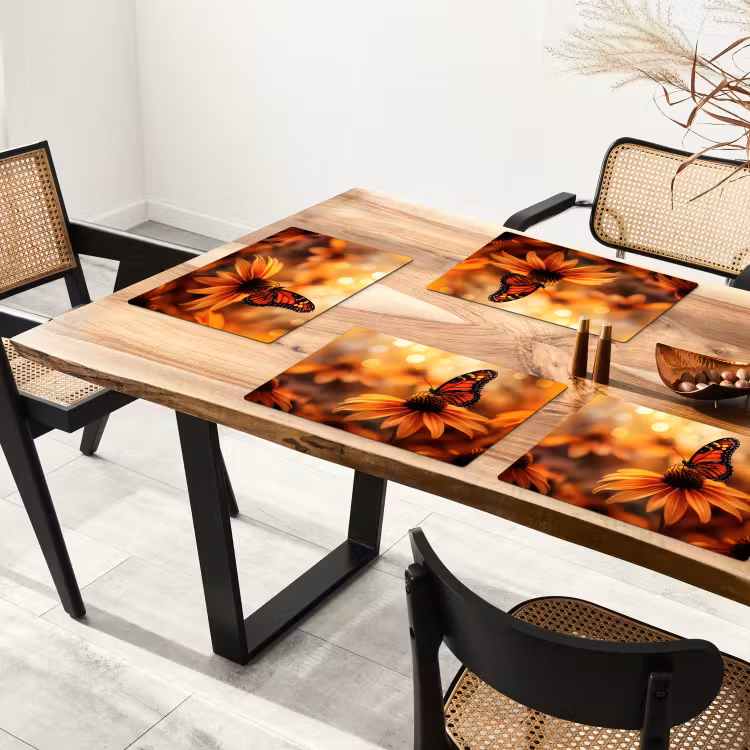Vinilo para manteles individuales - Mariposa - Flores - Naranja — 4