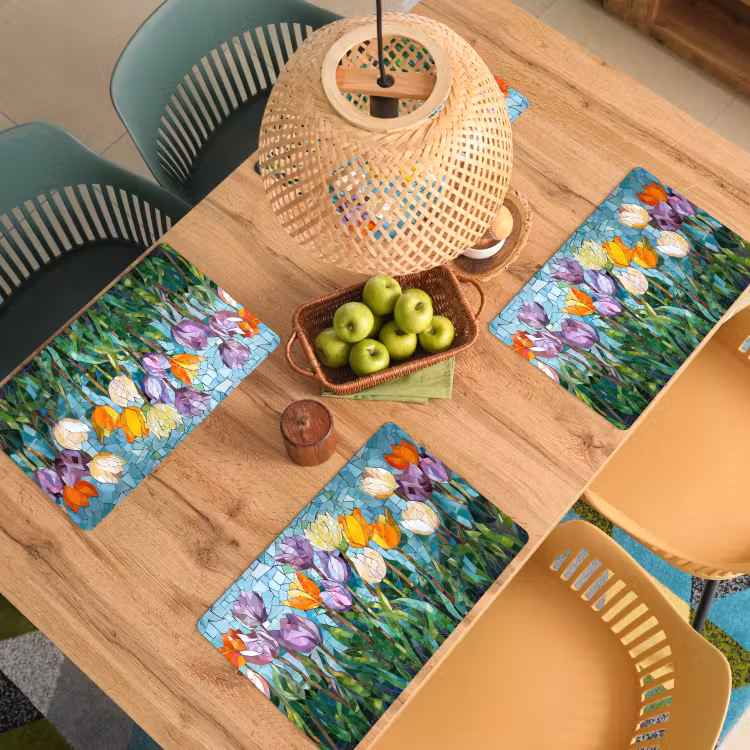 Vinilo para manteles individuales - Mosaico - Campo - Tulipanes - Colorido — 3