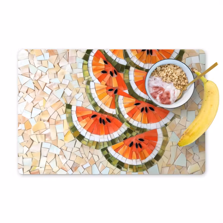 Vinilo para manteles individuales - Mosaico - Sandía - Rojo - Granos — 1