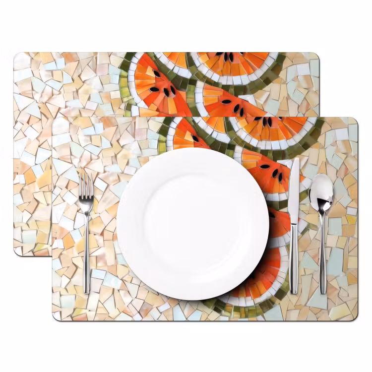 Vinilo para manteles individuales - Mosaico - Sandía - Rojo - Granos — 2