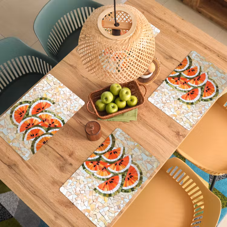 Vinilo para manteles individuales - Mosaico - Sandía - Rojo - Granos — 3