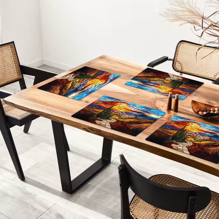 Vinilo para manteles individuales - Mosaico - Sol - Paisaje - Pueblo — 4