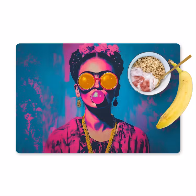 Vinilo para manteles individuales - Mujer - Chicle - Gafas de sol - Naranja — 1