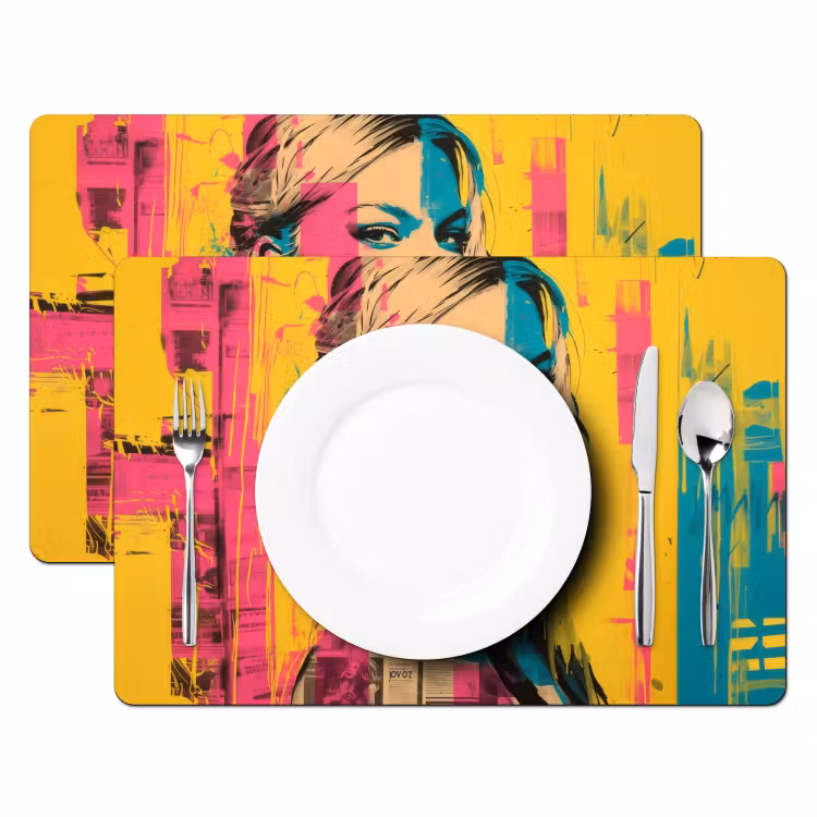 Vinilo para manteles individuales - Mujer - Rayas de pintura - De color — 2