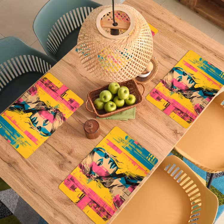 Vinilo para manteles individuales - Mujer - Rayas de pintura - De color — 3