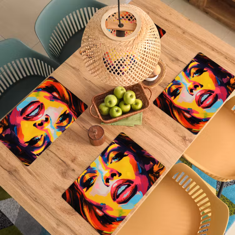 Vinilo para manteles individuales - Mujer - Rostro - Colorido — 3