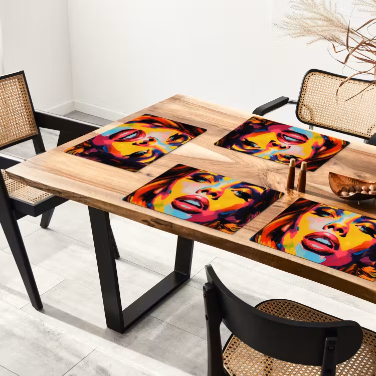 Vinilo para manteles individuales - Mujer - Rostro - Colorido — 4