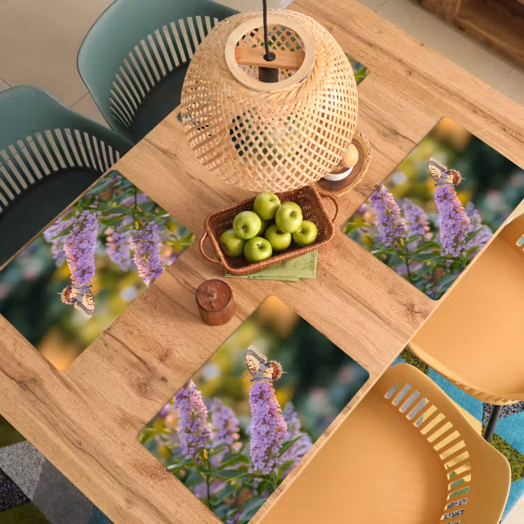 Vinilo para manteles individuales - Ornamentado - Mariposa - Morado - Flores — 3