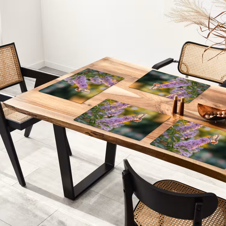 Vinilo para manteles individuales - Ornamentado - Mariposa - Morado - Flores — 4