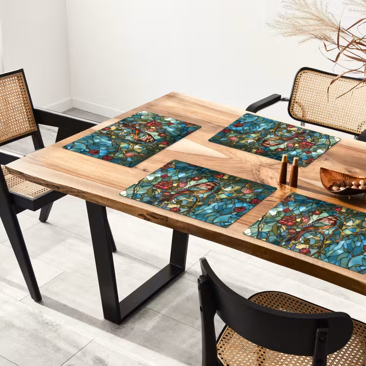 Vinilo para manteles individuales - Pájaro - Rama - Rosas - Mosaico — 4