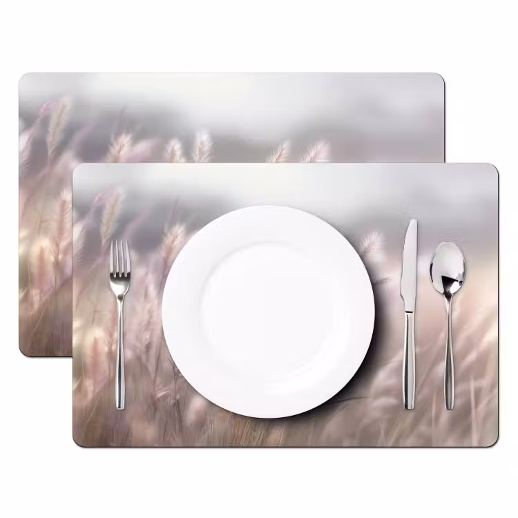 Vinilo para manteles individuales - Penachos de hierba - Viento - Beige - Niebla — 2