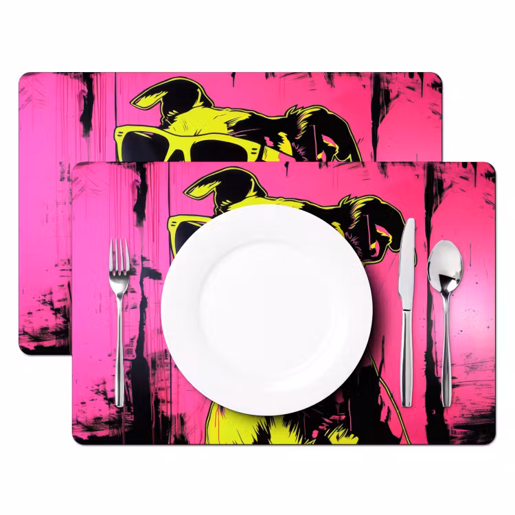 Vinilo para manteles individuales - Perro - Gafas de sol - Rosa - Arte — 2