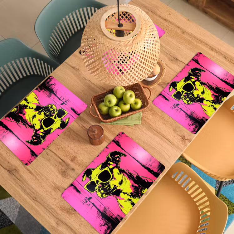 Vinilo para manteles individuales - Perro - Gafas de sol - Rosa - Arte — 3