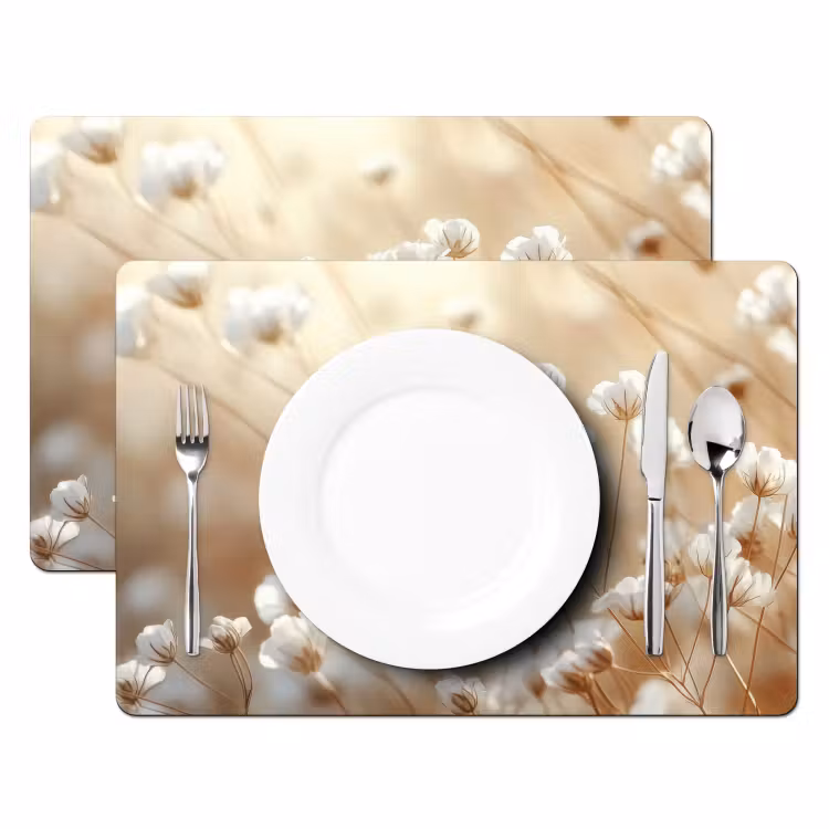 Vinilo para manteles individuales - Silvestre - Flores - Blanco — 2