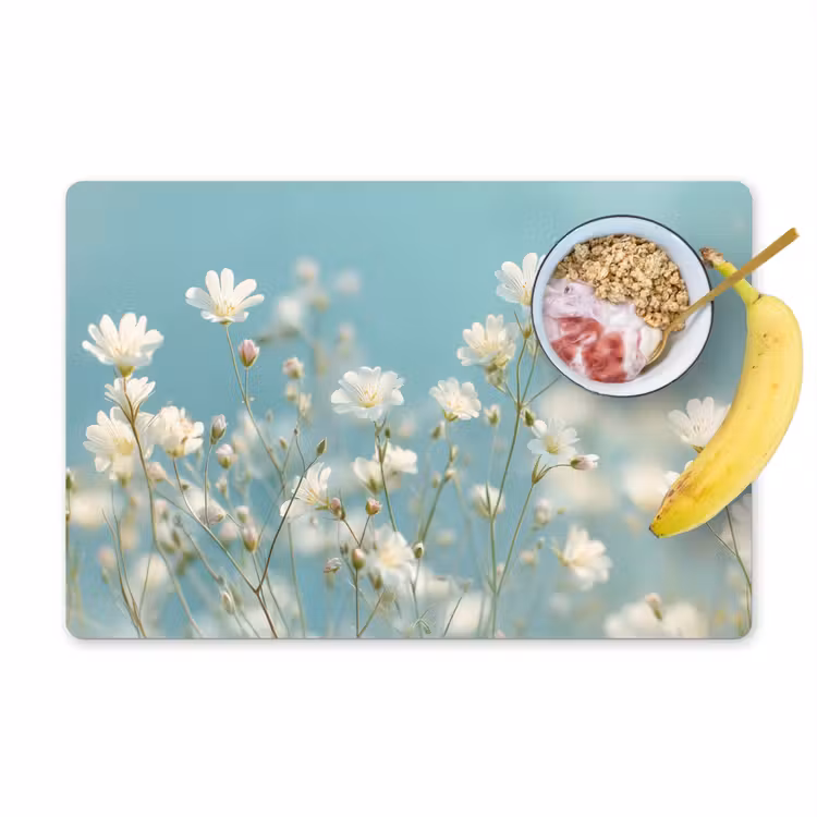 Vinilo para manteles individuales - Tallos - Flores - Aire - Blanco — 1