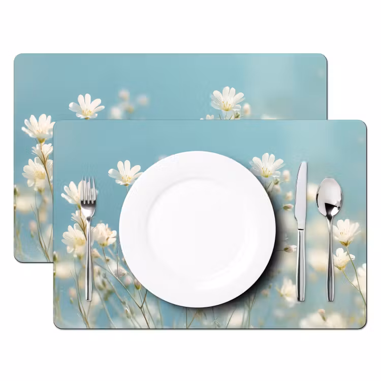 Vinilo para manteles individuales - Tallos - Flores - Aire - Blanco — 2