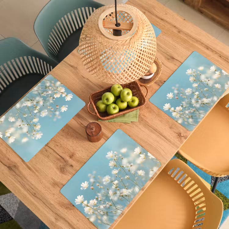 Vinilo para manteles individuales - Tallos - Flores - Aire - Blanco — 3