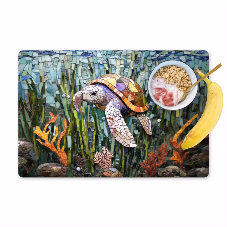 Vinilo para manteles individuales - Tortuga - Algas - Mosaico — 1