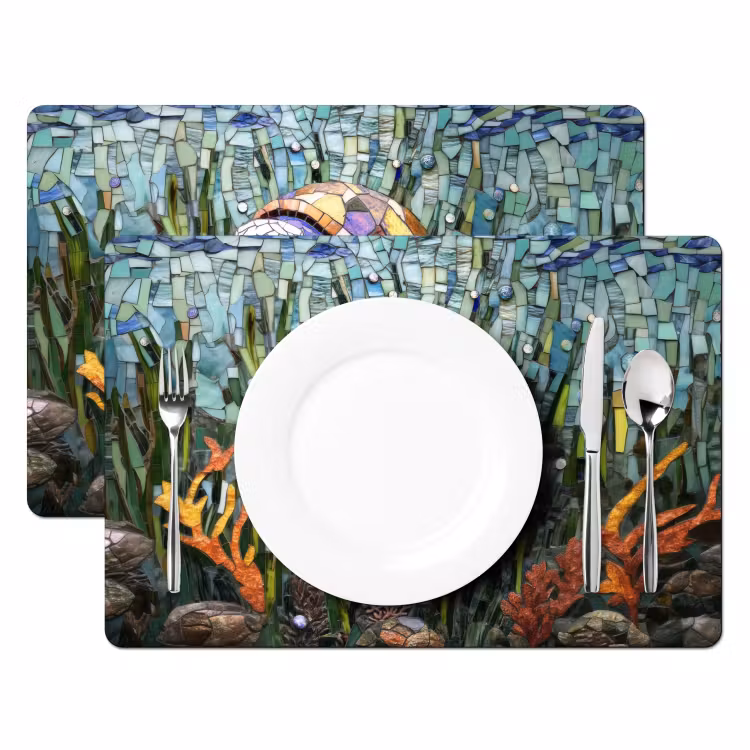 Vinilo para manteles individuales - Tortuga - Algas - Mosaico — 2