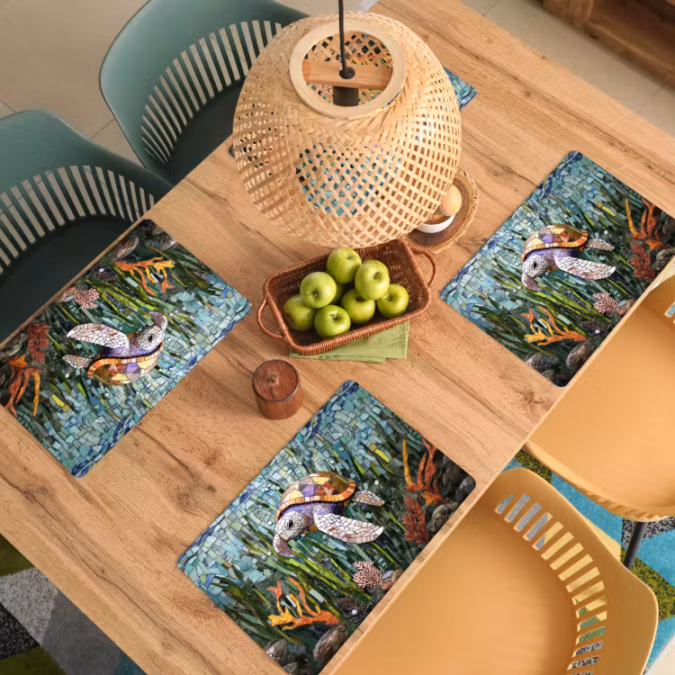 Vinilo para manteles individuales - Tortuga - Algas - Mosaico — 3