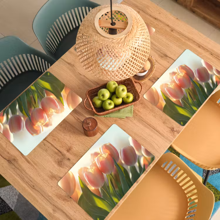 Vinilo para manteles individuales - Tulipanes - Rosa - Rayos de sol — 3