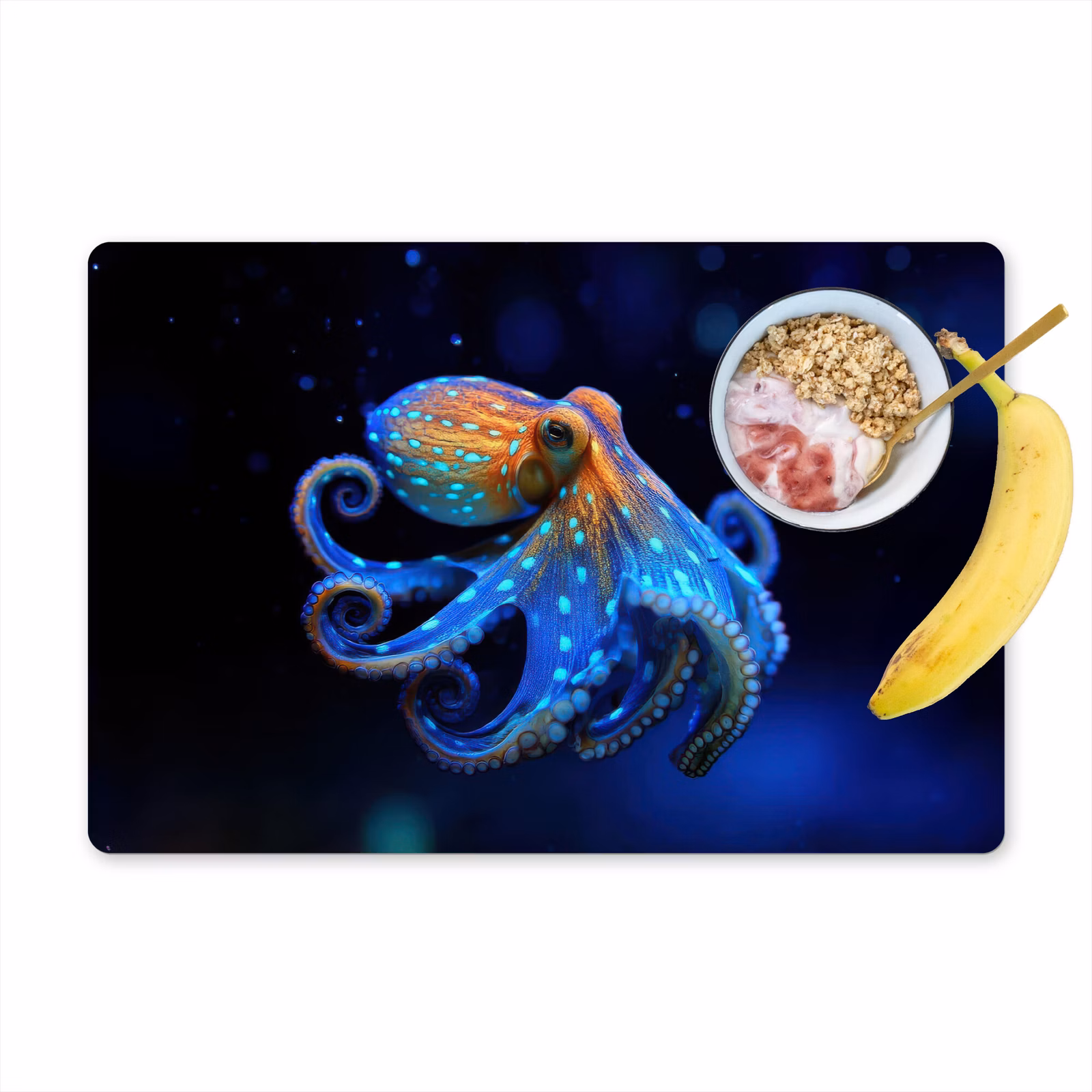 Vinilo para manteles individuales - Pulpo - Lunares - Azul - Mar — 1
