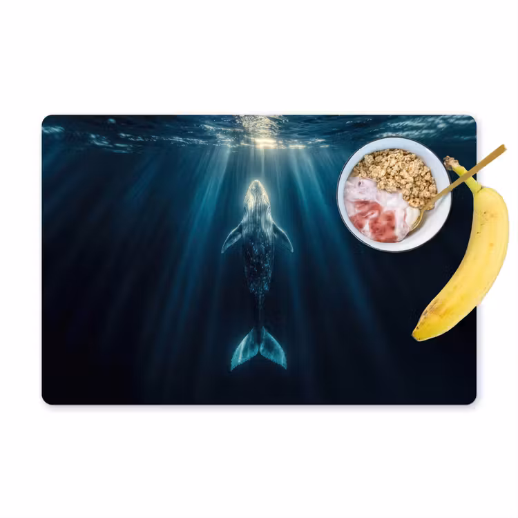 Vinilo para manteles individuales - Ballena - Agua - Rayos de sol - Azul — 1