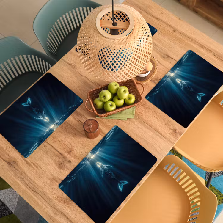 Vinilo para manteles individuales - Ballena - Agua - Rayos de sol - Azul — 3