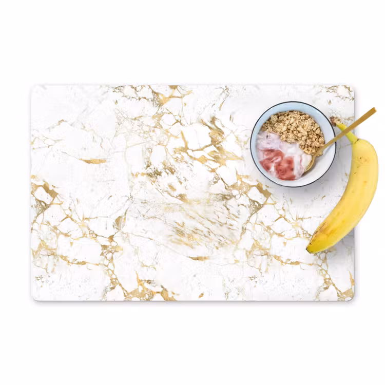 Vinilo para manteles individuales - Blanco - Mármol - Lujo - Oro — 1