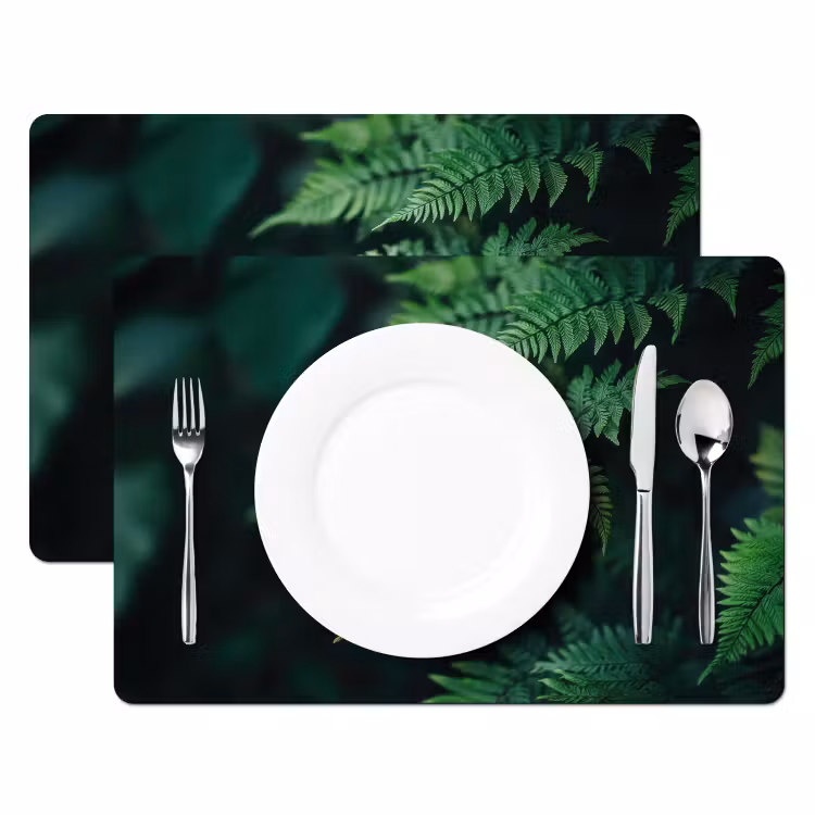 Vinilo para manteles individuales - Hoja de helecho - Verde - Textura - Desenfocado — 2