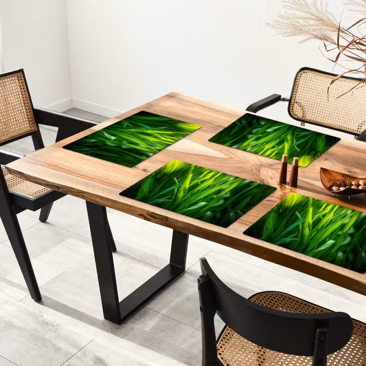 Vinilo para manteles individuales - Hojas de hierba - Luz - Verde — 4