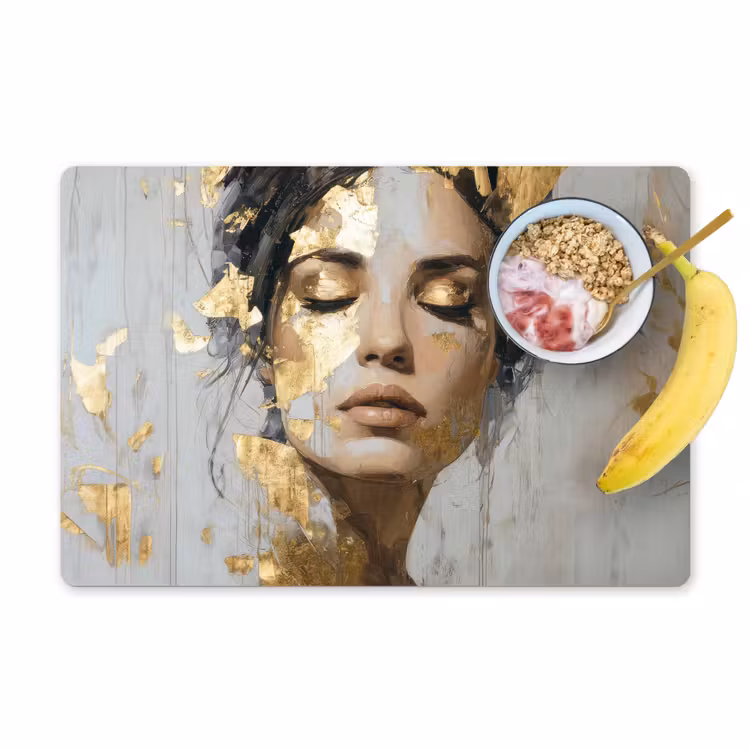 Vinilo para manteles individuales - Ornamentado - Mujer - Oro - Ojos — 1