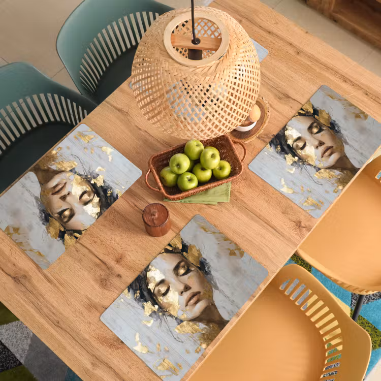 Vinilo para manteles individuales - Ornamentado - Mujer - Oro - Ojos — 3