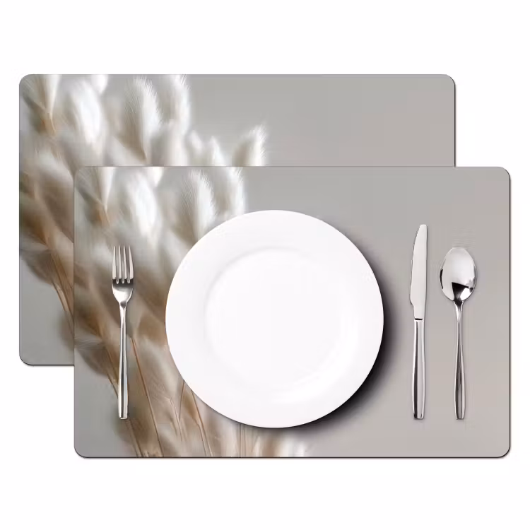 Vinilo para manteles individuales - Plumas - Beige - Minimalista — 2