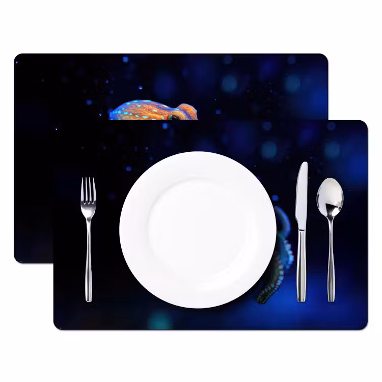 Vinilo para manteles individuales - Pulpo - Lunares - Azul - Mar — 2