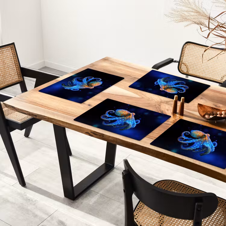 Vinilo para manteles individuales - Pulpo - Lunares - Azul - Mar — 4