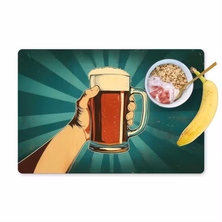 Vinilo para manteles individuales - Vaso de cerveza - Espuma - Retro - Verde — 1