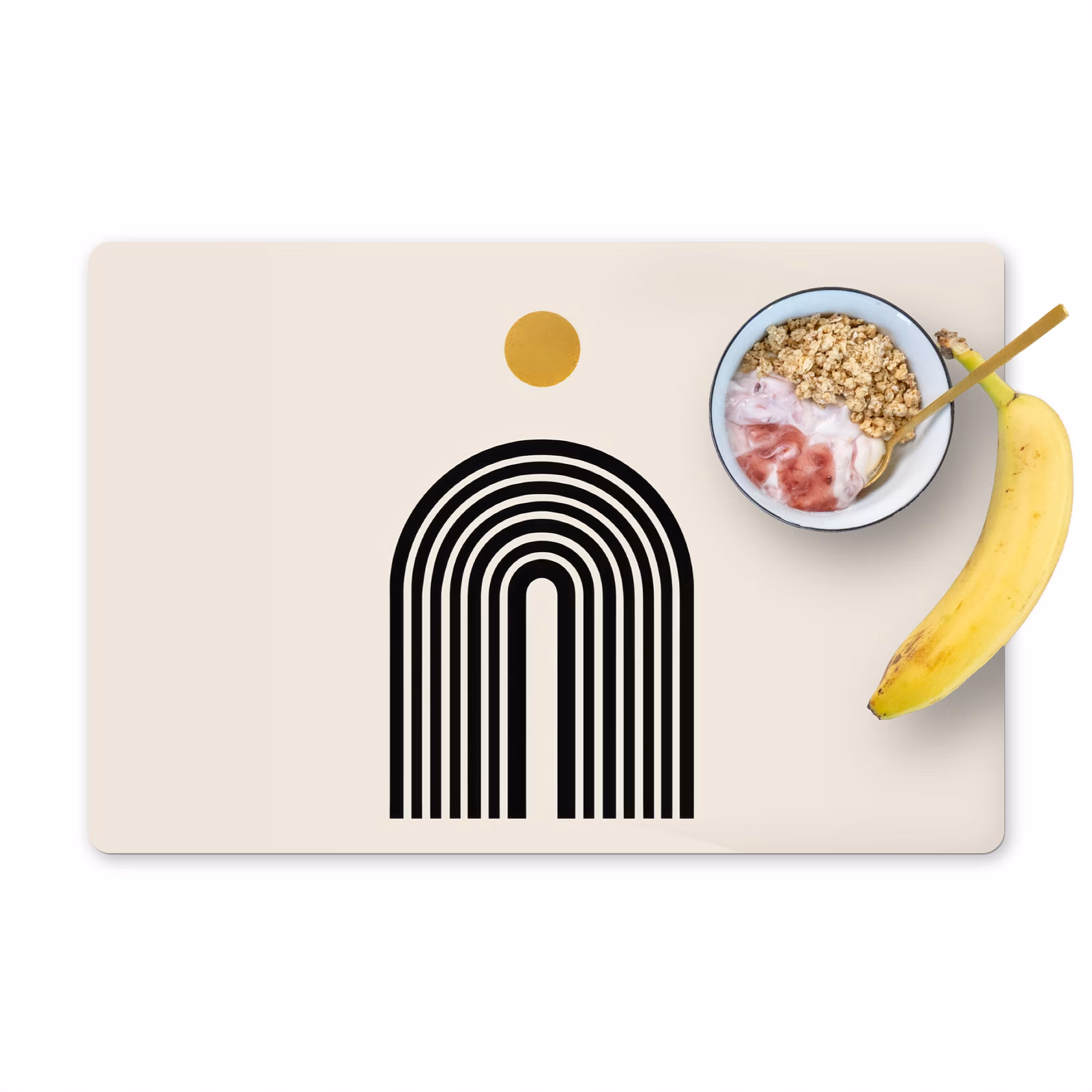 Vinilo para manteles individuales - Minimalista - Lazo negro - Círculo dorado — 1