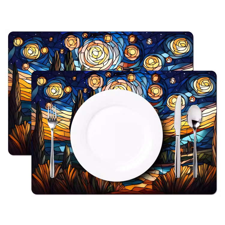 Vinilo para manteles individuales - Cielo - Estrellas - Mosaico - Casas — 2