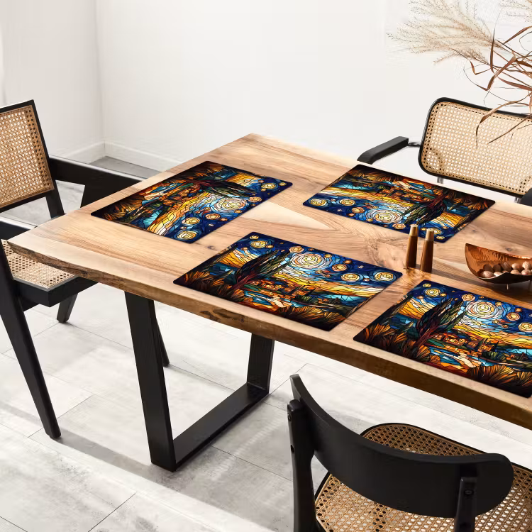 Vinilo para manteles individuales - Cielo - Estrellas - Mosaico - Casas — 4